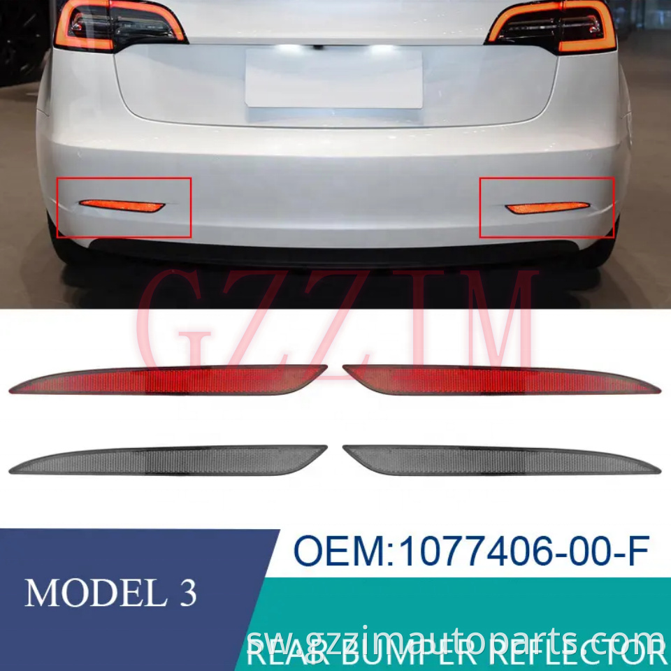 Car Accessories Replace Rear Bumper Reflector For Tesla Model3 2017-2019 1077406-00-F L 1077407-00-F R
